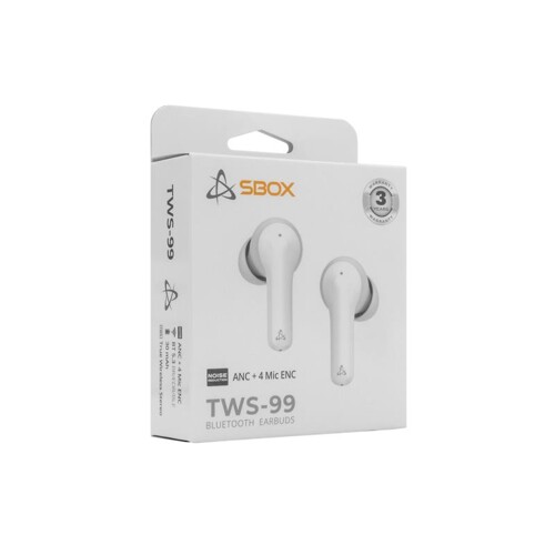 SBOX EB-TWS99-W, Bluetooth slúchadlá, wht