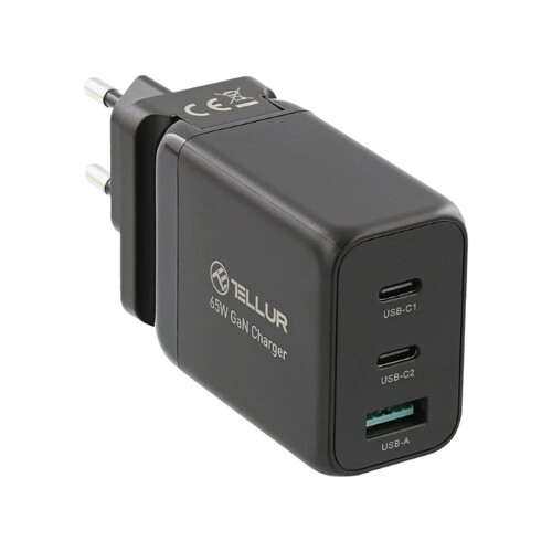 TELLUR GaN, 1x USB A/2xType C, Nabíjačka 65W