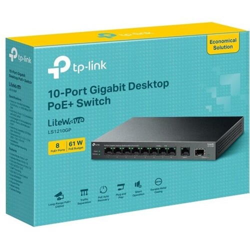 TP-Link LS1210GP, Switch 10-Port/1Gbps/Desk/PoE+