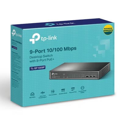 TP-Link TL-SF1009P, Switch 8-Port/100Mbps/Des/PoE+