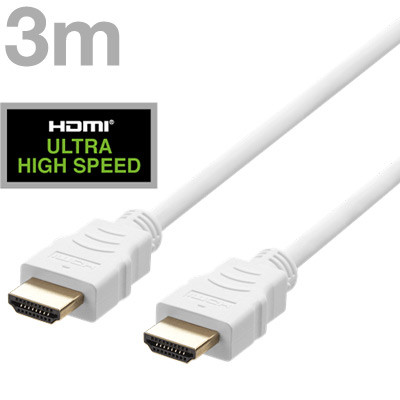 DELTACO Kábel HDMI 2.1 M/M 3m, 8K Ultra High, biel