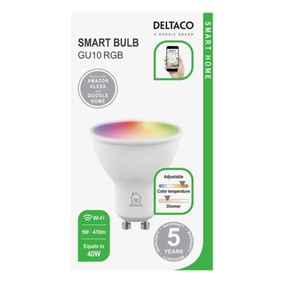 DELTACO SH-LGU10RGB, SMART Led žiarovka, GU10