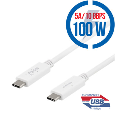 DELTACO USBC-1406M, Kábel USB-C/USB-C, 100W, 0,5m