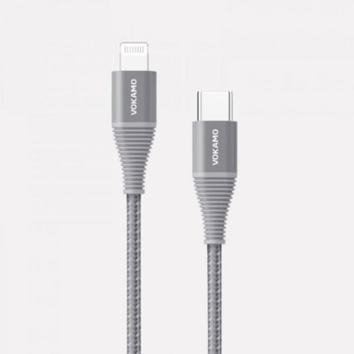 VOKAMO, Kábel, USB Type C/Lightning, 1,2m, šedý