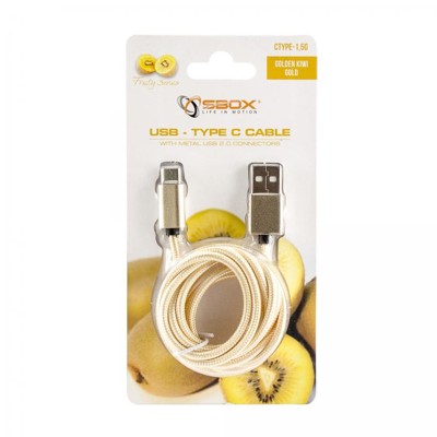 SBOX USB-TYPEC-15G Kábel USB 2.0/TypeC 1,5m zlat