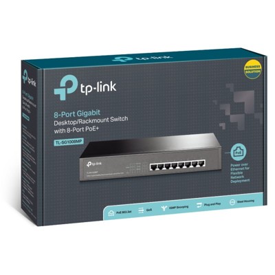 TP-Link Switch 8-Port/1000Mbps/Rack/PoE+
