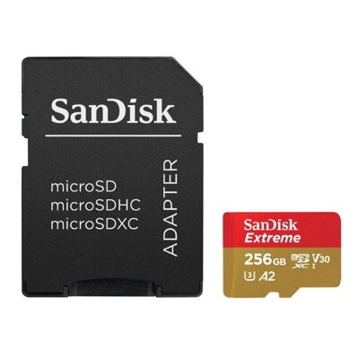 SanDisk Extreme SDXC 256GB 190MB/s V30 + ada