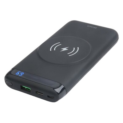 DELTACO PB-Q1003, Qi Powerbank 10000mAh, čierna